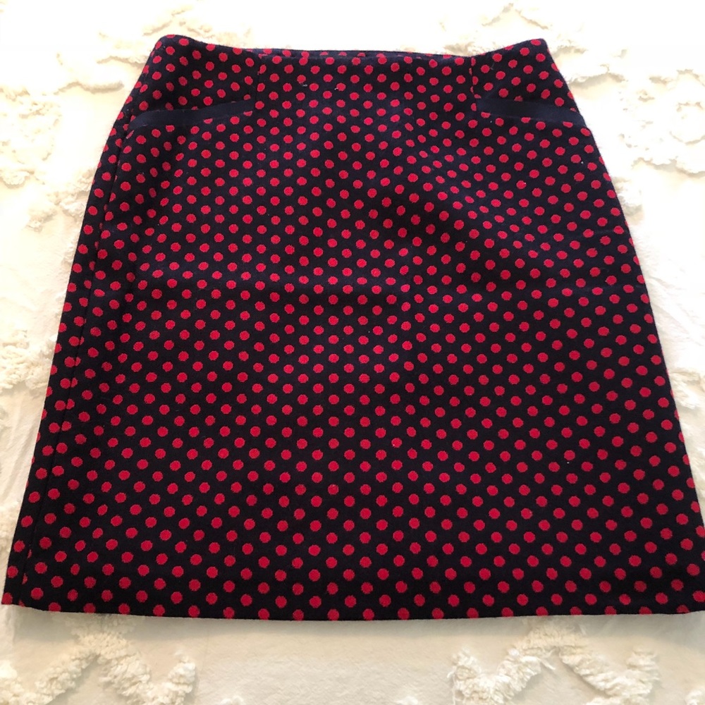 Talbots Navy and Red Polka Dot Pencil Skirt
